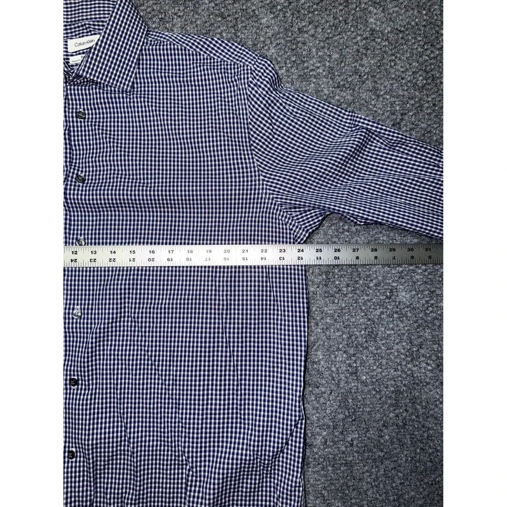 Calvin Klein Steel+ Men's Regular Fit Gingham Check Long Sleeve‎ Shirt Large